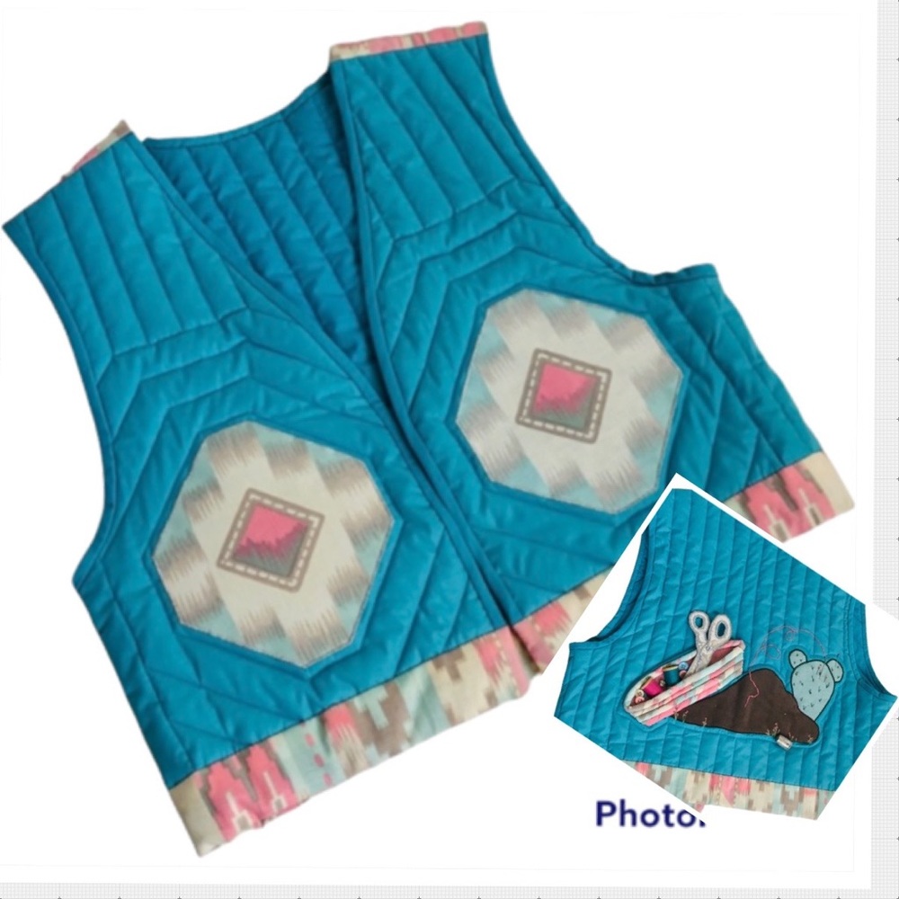 Southwest Handmade Sewing Theme Quilted Vest
